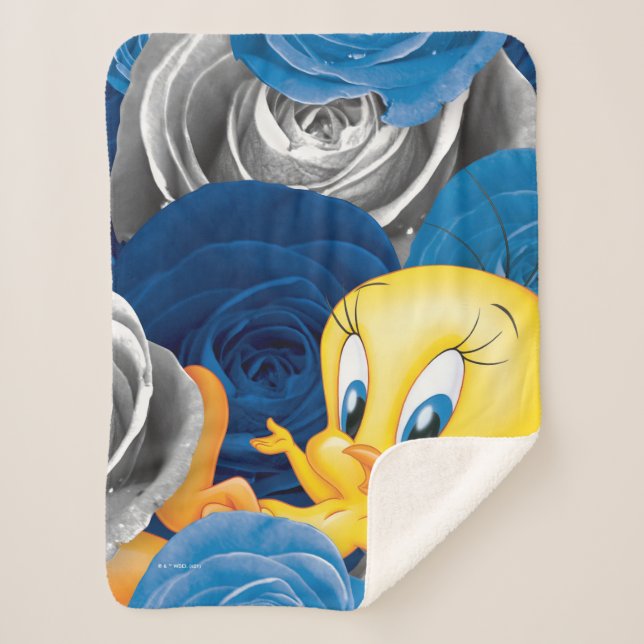 TWEETY™ With Roses Sherpa Blanket (Front)