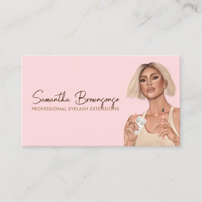 Tweezer Curler Extensions Eyelash Pink Girl Business Card