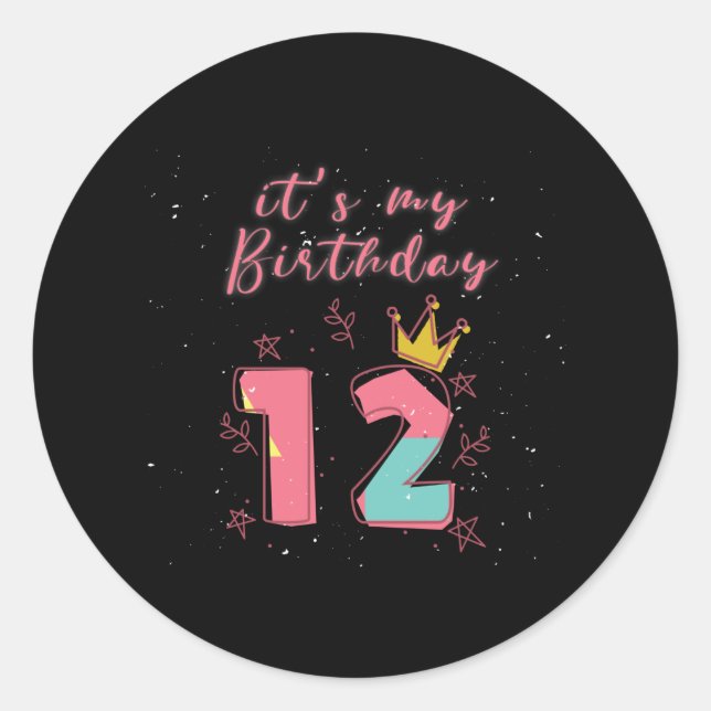 Twelfth Birthday 12th Birthday Classic Round Sticker (Front)