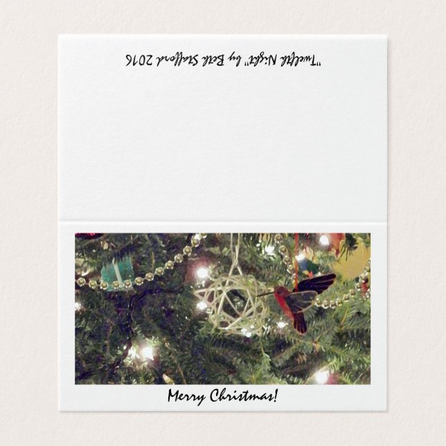 Twelfth Night Christmas Card lighted tree painting (Outside Unfolded)