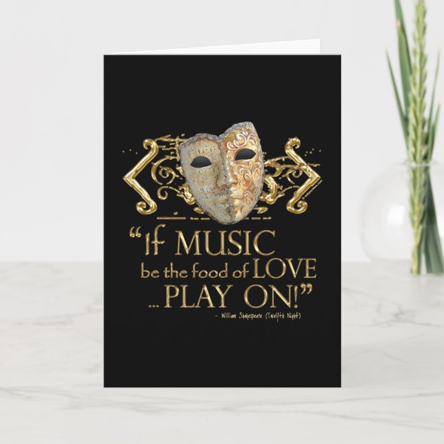 Twelfth Night Music Quote (Gold Version) Card (Front)