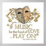 Twelfth Night Music Quote (Gold Version) Poster