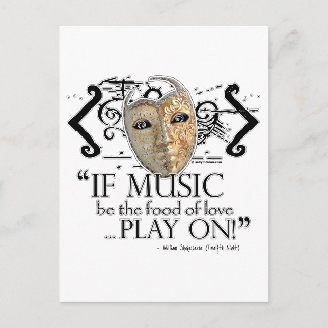 Twelfth Night Music Quote Postcard (Front)