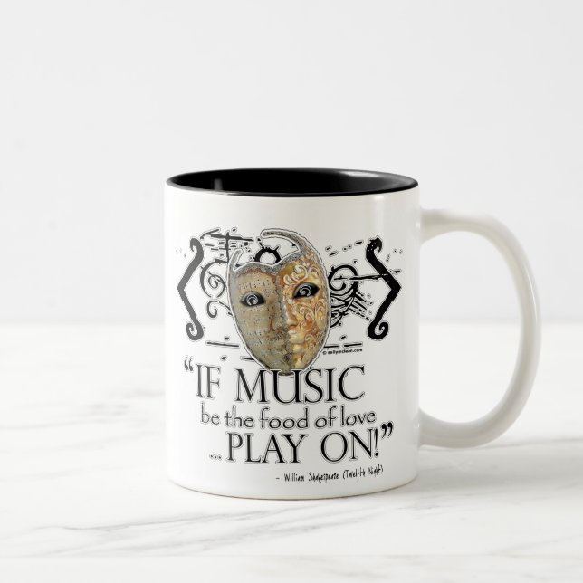 Twelfth Night Music Quote Two-Tone Coffee Mug (Right)