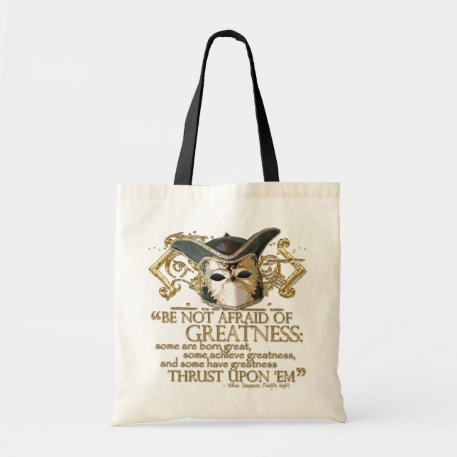 Twelfth Night Quote (Gold Version) Tote Bag (Front)