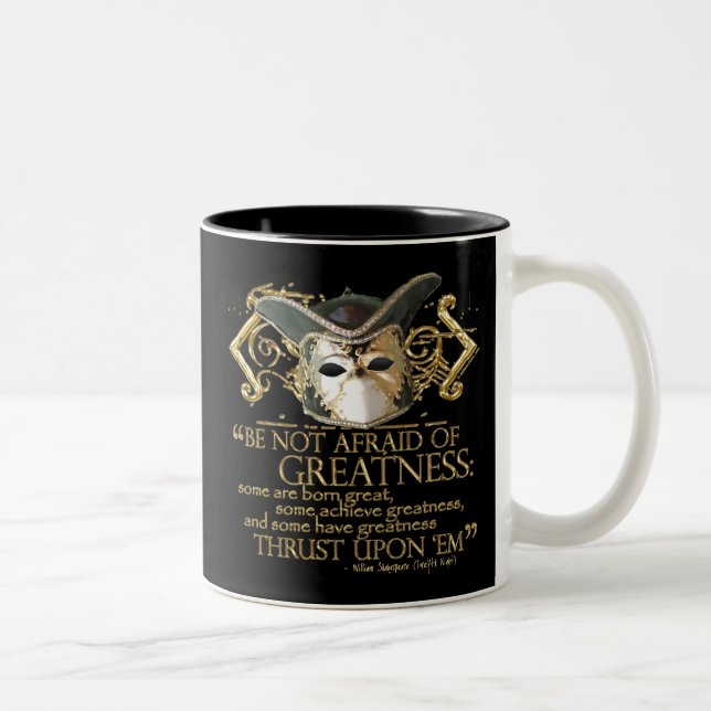 Twelfth Night Quote (Gold Version) Two-Tone Coffee Mug (Right)