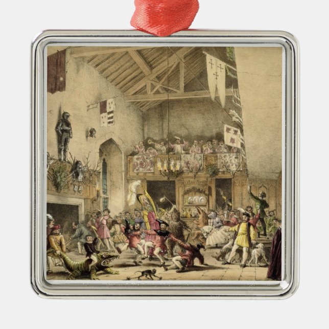 Twelfth Night Revels in the Great Hall, Haddon Hal Metal Ornament (Front)