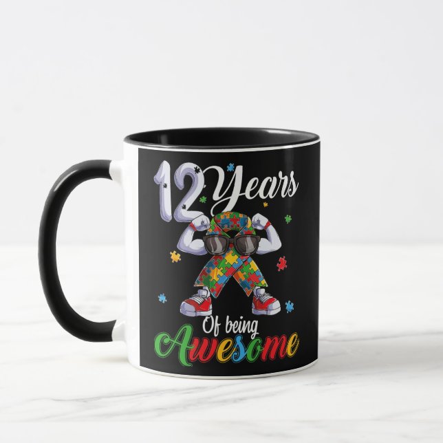 Twelve 12 Years Autistic Boy Girl Bday Autism Mug (Left)