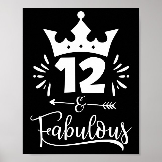 Twelve And Fabulous Birthday 12 Year Old Birthday Poster (Front)