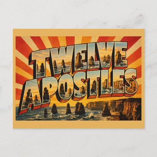 Twelve Apostles VIC Vintage Travel Art Postcard