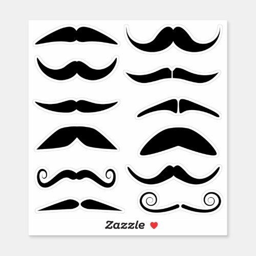 Twelve Black Mustaches Sticker