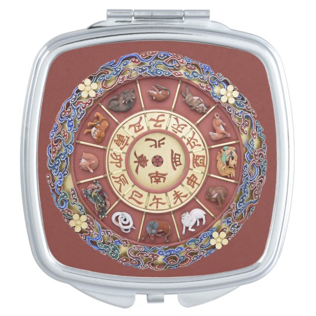 Twelve Branches of the Earth ~ Chinese Zodiac  Compact Mirror (Front)