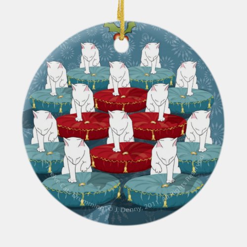 Twelve Cats Drumming Ornament double sided