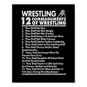 Twelve Commandments of Wrestling Funny Wrestle Fan Poster