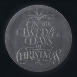 Twelve Days of Christmas Chalkboard Calligraphy Paper Plates<br><div class="desc">Fashionable and fun chalkboard look. It will make people break out in song…. "Five Gold Rings…" Perfectly classy and classic holiday background for your delicious meal. This elegant design is featured on many other items - from cards to t-shirts,  just check in my store.</div>