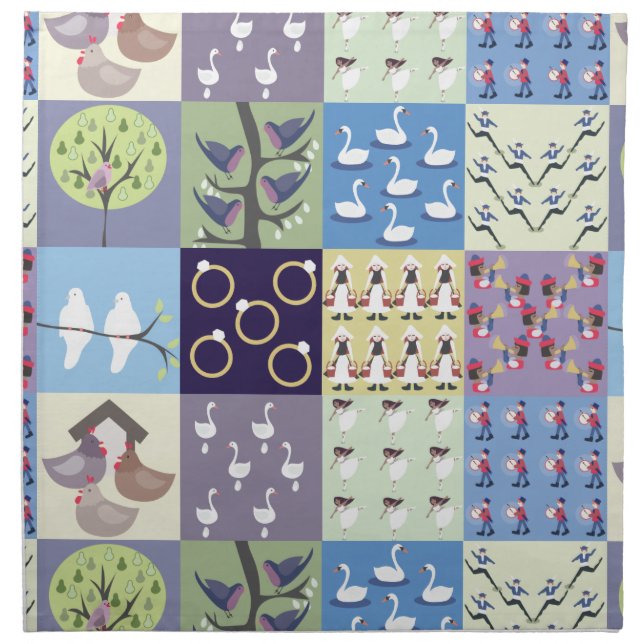 Twelve Days of Christmas Cloth Napkin (Front)