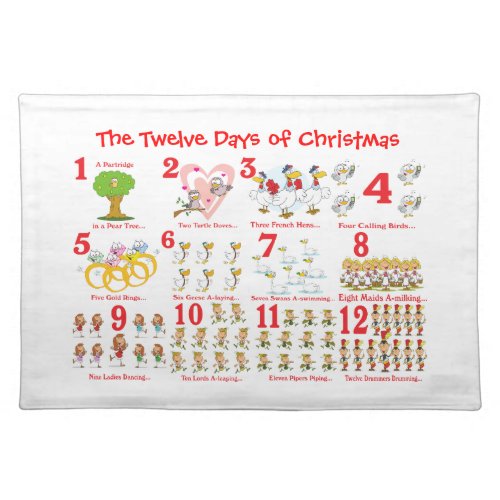 Twelve Days of Christmas Cloth Placemat