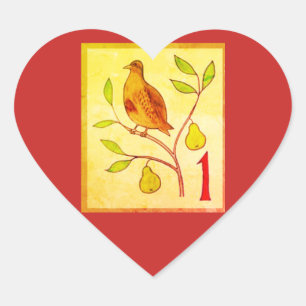 TWELVE DAYS OF CHRISTMAS HEART SHAPED STICKER