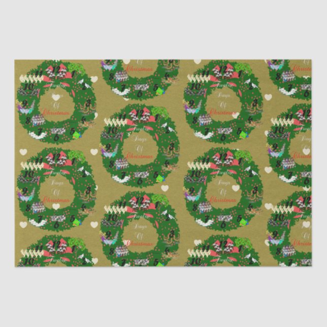Twelve Days of Christmas Holiday Tissue Paper (Front)