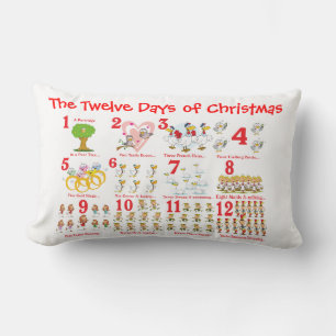 Twelve Days of Christmas Lumbar Pillow