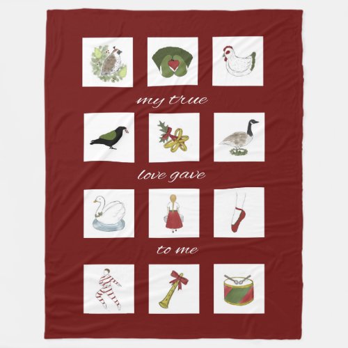 Twelve Days of Christmas My True Love Blanket