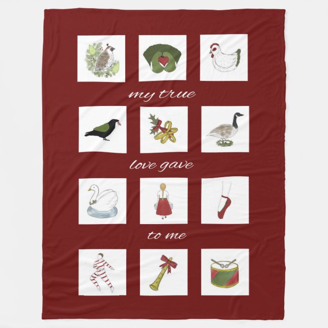 Twelve Days of Christmas My True Love Blanket (Front)