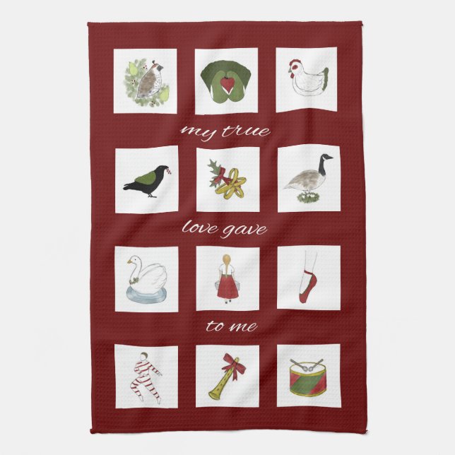 Twelve Days of Christmas My True Love Kitchen Towel (Vertical)