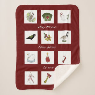 Twelve Days of Christmas My True Love Sherpa Blanket