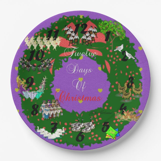 Twelve Days of Christmas Paper Plates (Front)
