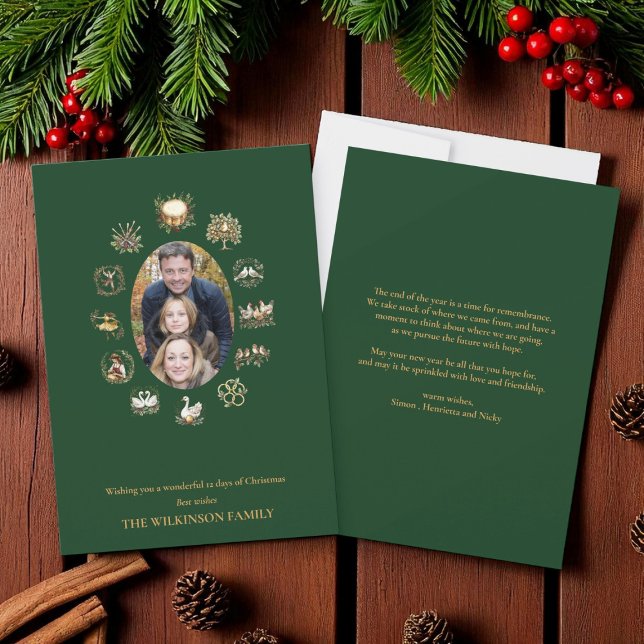 Twelve Days of Christmas photo green greeting card (Creator Uploaded)