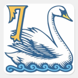 Twelve Days of Christmas - Seven Swans a-Swimming Square Sticker