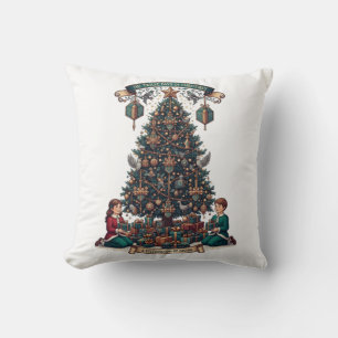 Twelve Days of Christmas T-Shirt, Ornate Gift Tree Throw Pillow