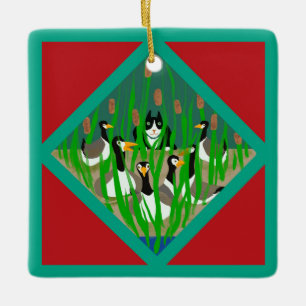 Twelve Days Of Christmas with Cat 6th Day Ceramic Ornament