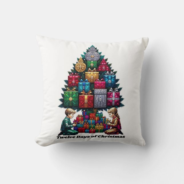 Twelve Days of Gifts T-Shirt, Chronological Christ Throw Pillow (Front)