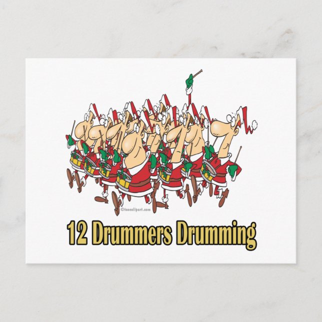 twelve drummers drumming 12th twelfth day postcard (Front)