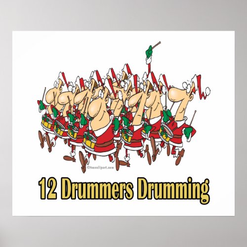 twelve drummers drumming 12th twelfth day poster