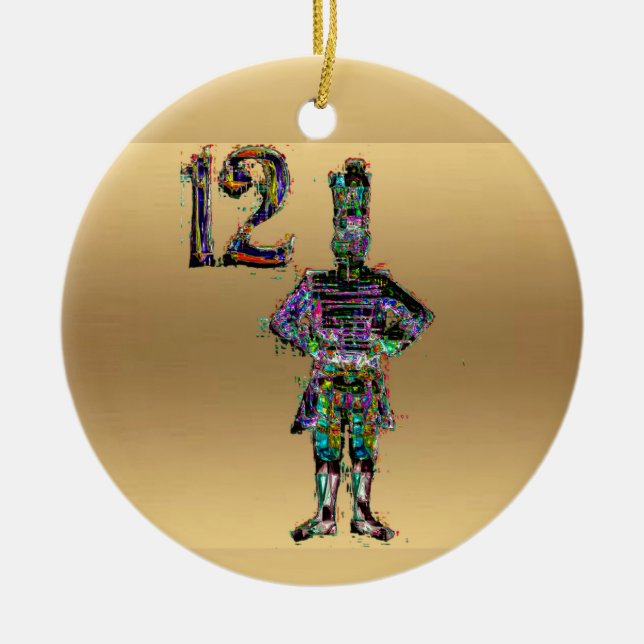 Twelve drummers drumming gold Christmas Decoration (Front)