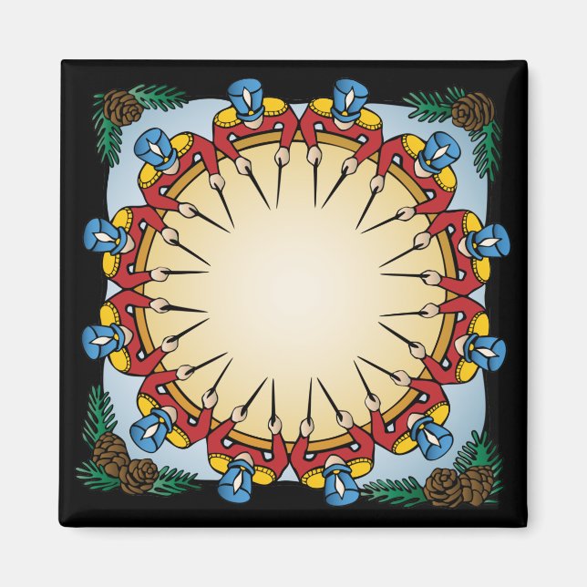 Twelve drummers drumming magnet (Front)