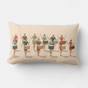 Twelve Drummers Drumming Mid-Mod Stencil-Style 1 Lumbar Pillow
