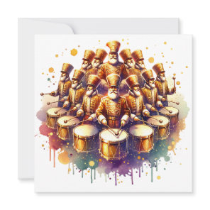 Twelve Drummers Drumming Twelve Days of Christmas Holiday Card