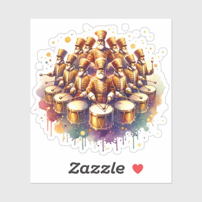 Twelve Drummers Drumming Twelve Days of Christmas Sticker (Sheet)