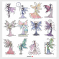 Twelve Elegant and Colorful Molly Harrison Fairies Sticker