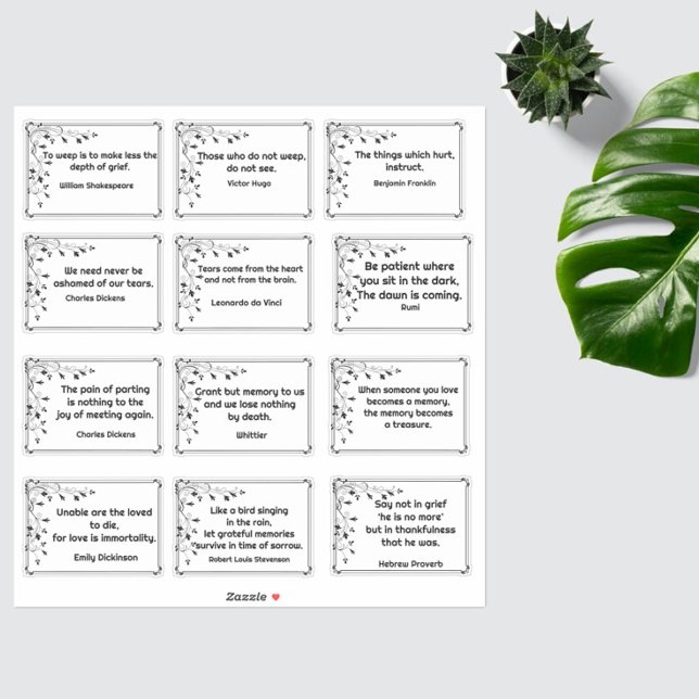 Twelve Grief Quotes Botanical Corner Frame Drawing Sticker (Creator Uploaded)