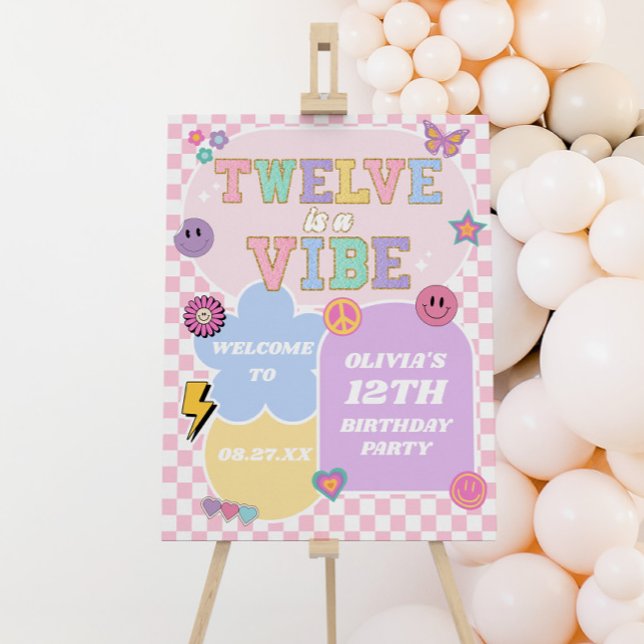 Twelve Is A Vibe 12th Birthday Party Welcome Sign (Creator Uploaded)