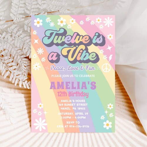 Twelve is a vibe birthday invitation