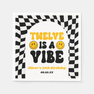 Twelve Is A Vibe Retro 12th Birthday Party Napkins