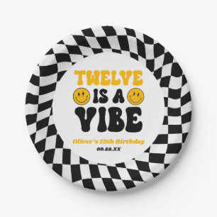 Twelve Is A Vibe Retro 12th Birthday Party Paper Plates