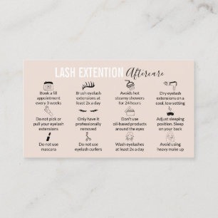 Twelve lash aftercare instructions business card