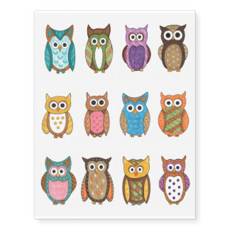 Twelve Little Owls Temporary Tattoo
