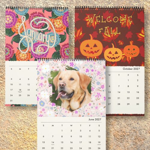 Twelve Months of Artwork Custom Family Wall Calendar